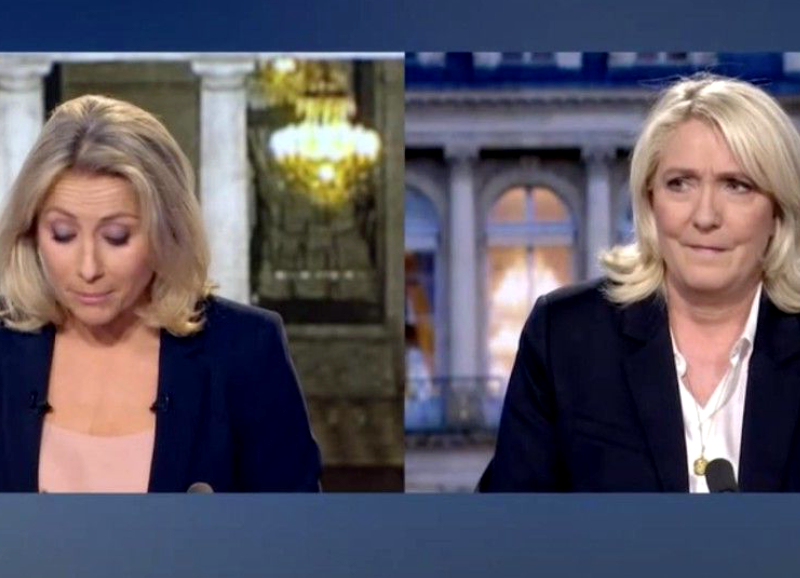 Anne-Sophie Lapix est interpellée lors d'une interview sur France 2 par une Marine Le Pen en colère : "Vous avez dit quoi là ?"