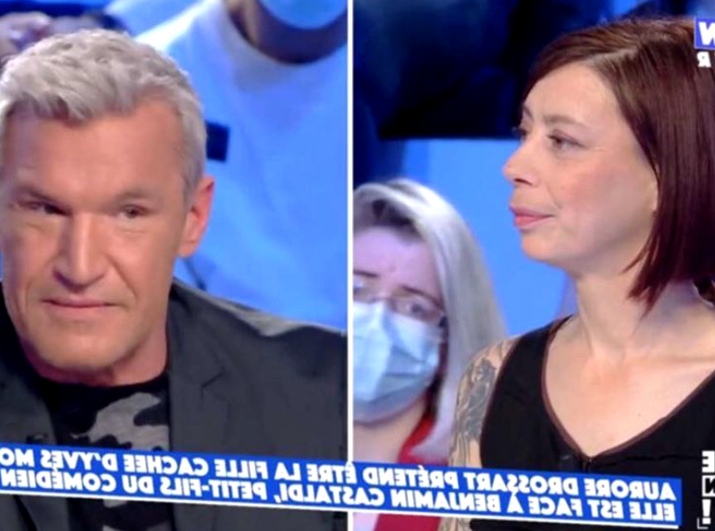 Yves Montand père d'une fille illégitime ? Son "petit-fils", Benjamin Castaldi confronte cette femme nommée Aurore Drossart sur la scène de TPMP