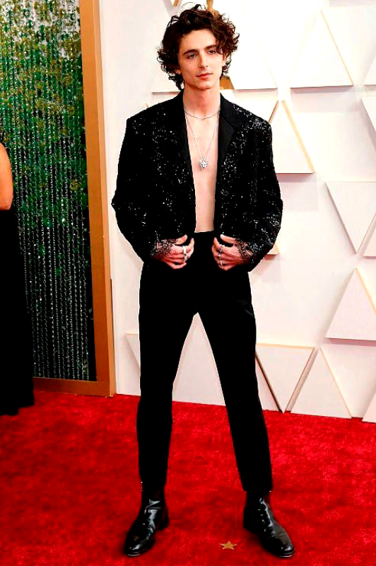 Timothée Chalamet, l'ex de Lily Rose Depp, joue torse nu sur le tapis rouge des Oscars 2022 et est ultra sexy !